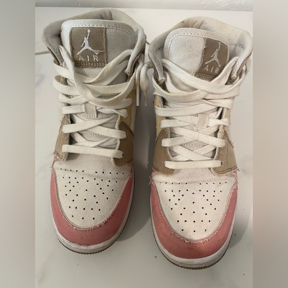 Jordan Shoes - Pink, green and yellow mid Jordan 1’s ( youth 7, women’s 8 1/2 )